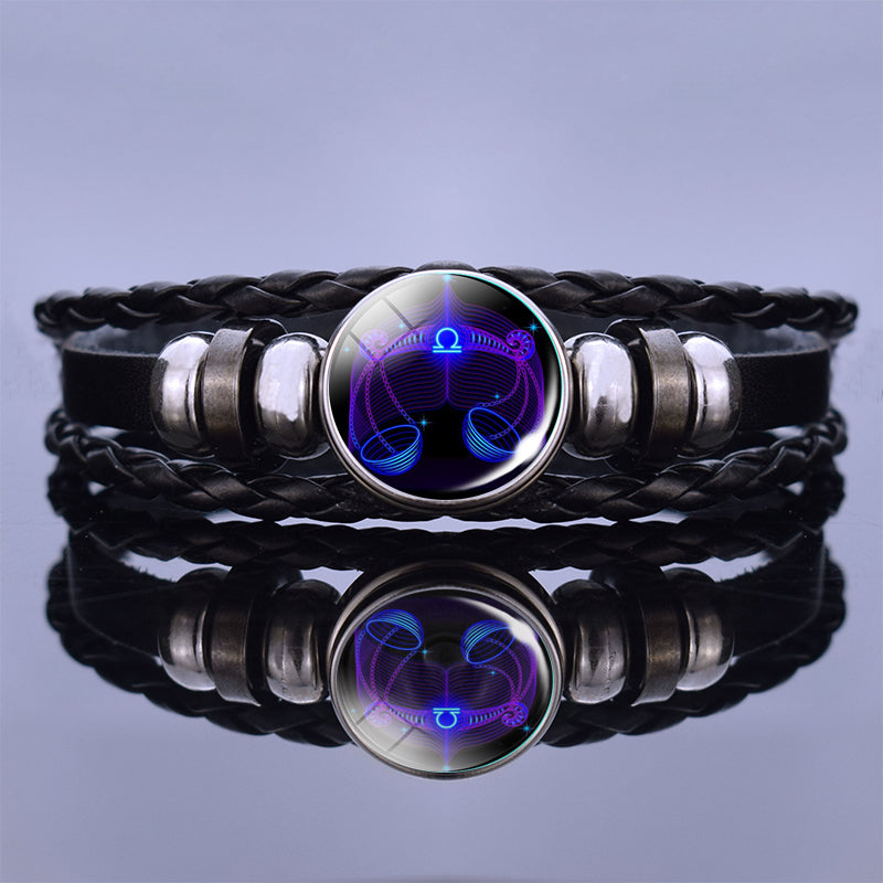 I’m Taking Twelve Constellation Couple Bracelets Black Leather Bracelet