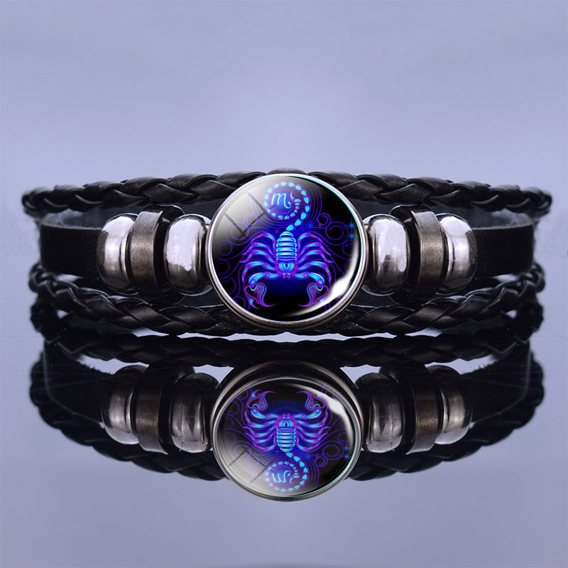 I’m Taking Twelve Constellation Couple Bracelets Black Leather Bracelet