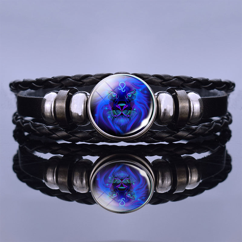 I’m Taking Twelve Constellation Couple Bracelets Black Leather Bracelet