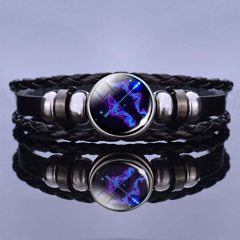 I’m Taking Twelve Constellation Couple Bracelets Black Leather Bracelet