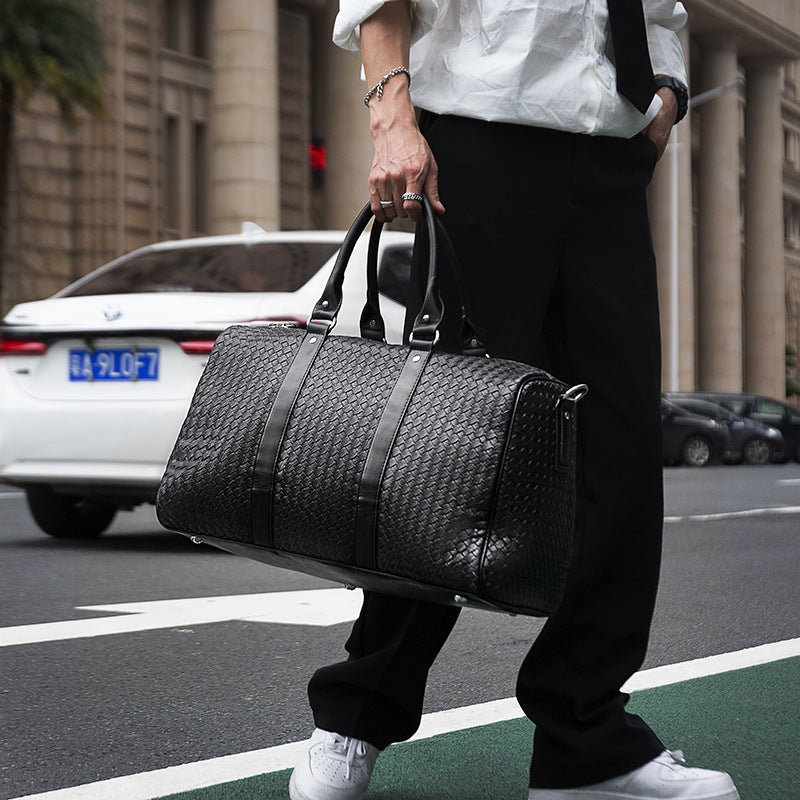 Going Places Duffle Bag - Hand-Woven Luxury Carry on luggage- New neutral travel bag business portable big bag solid color single shoulder handmade bag