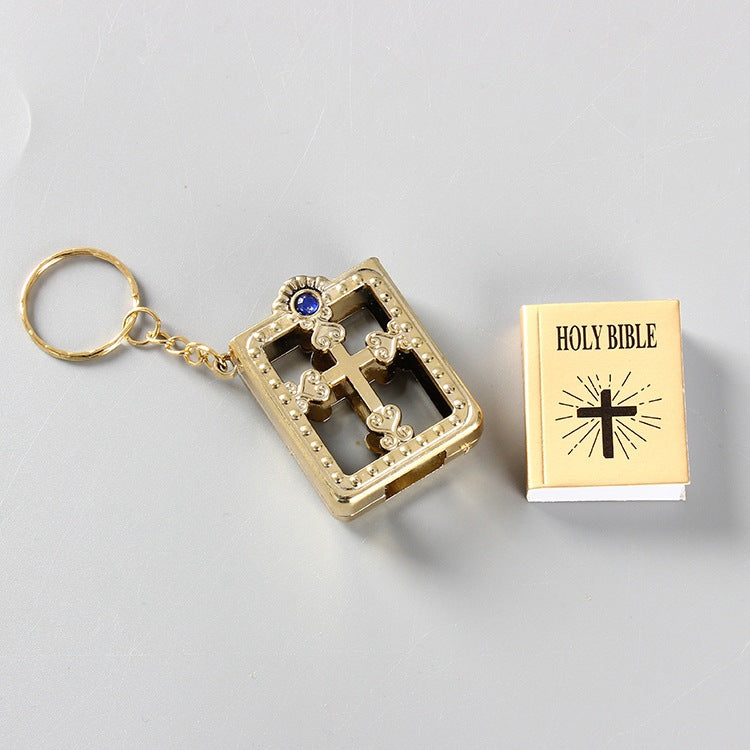 Bible Keychain - Mini HOLY Bible Keychain Religious Christian Jesus Cross Key Chain Women Prayer God Bless Gift Souvenirs Keyring