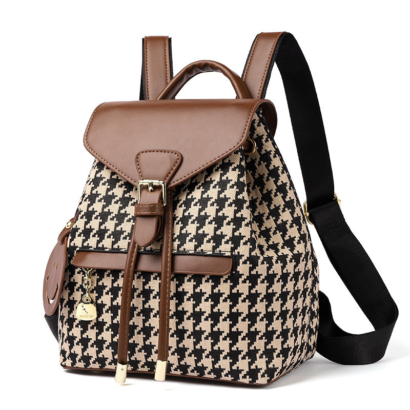 Hailey’s Houndstooth Bag - Backpack Women High Capacity Travel Bags Girls