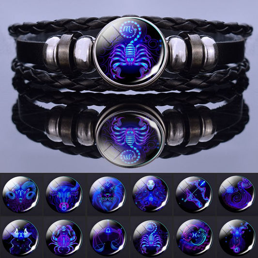 I’m Taking Twelve Constellation Couple Bracelets  Black Leather Bracelet