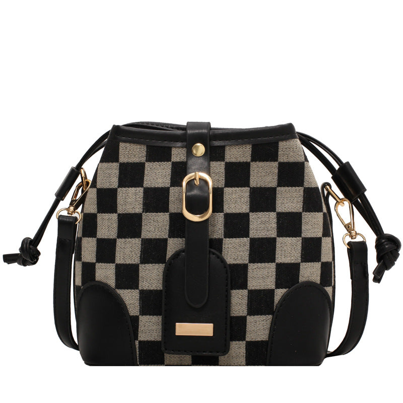 Georgia Bag- Women’s plaid handbag- Trending purse-Luxury handbag dupe-Checkered Drawstring Personality Bucket Bag Shoulder Bag Messenger Bag